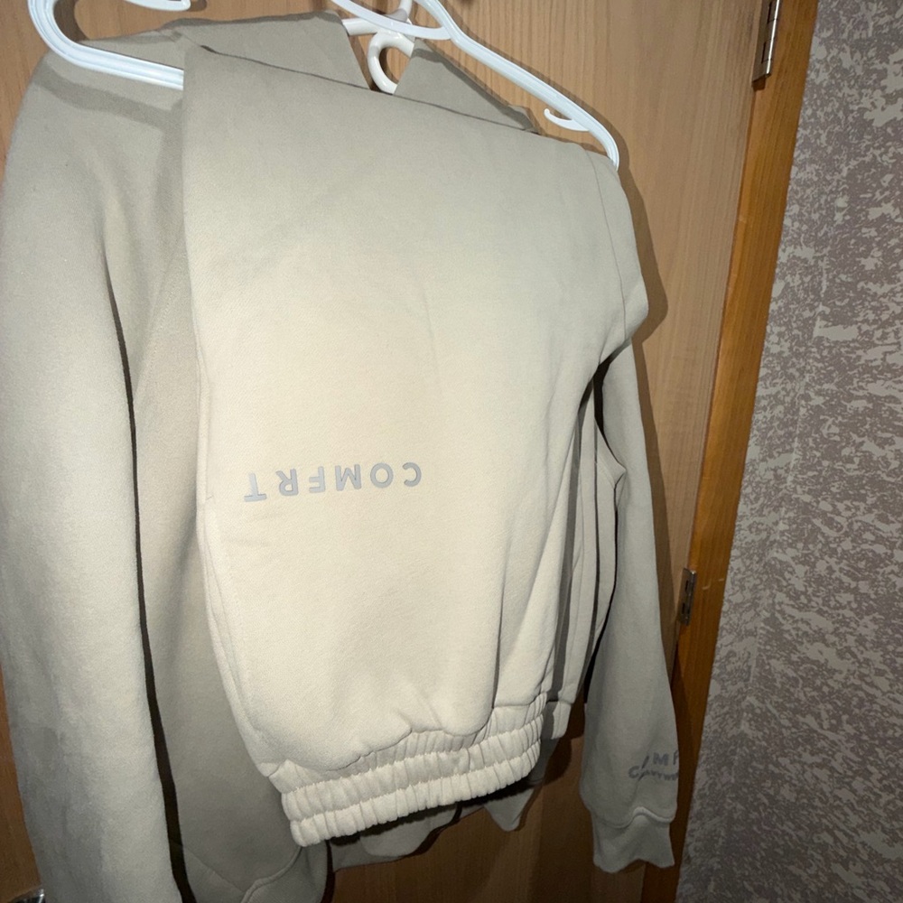 Beige COMFRT Sweatshirt & Sweatpant set